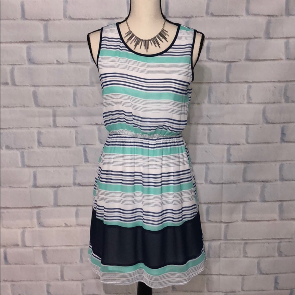 🧚🏽‍♀️ Pink Owl striped blue, white dress